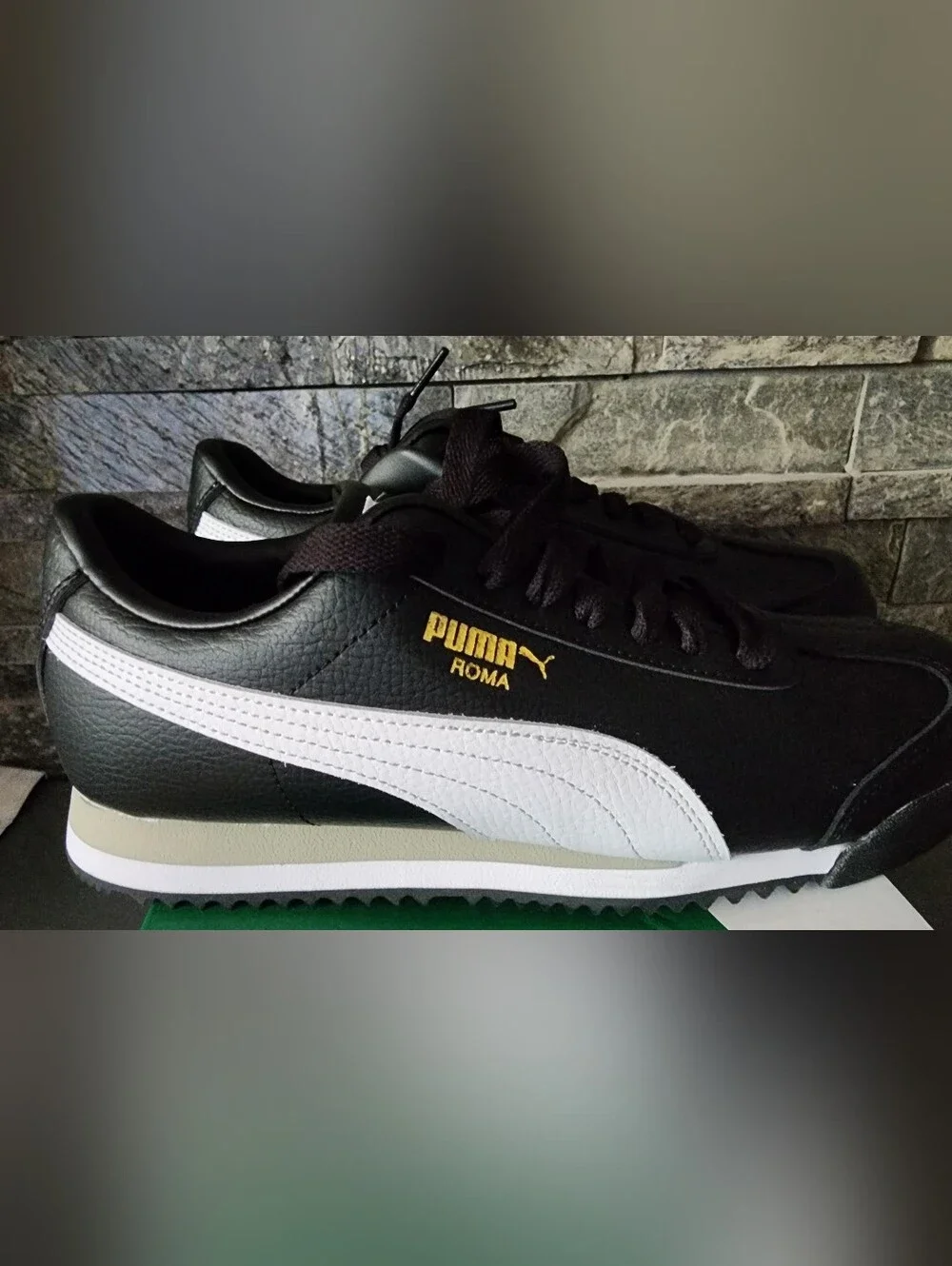 PUMA Roma 24 Standard Black White Gold Sneakers Men 7.5 / Women 9 EU 40 BNIB